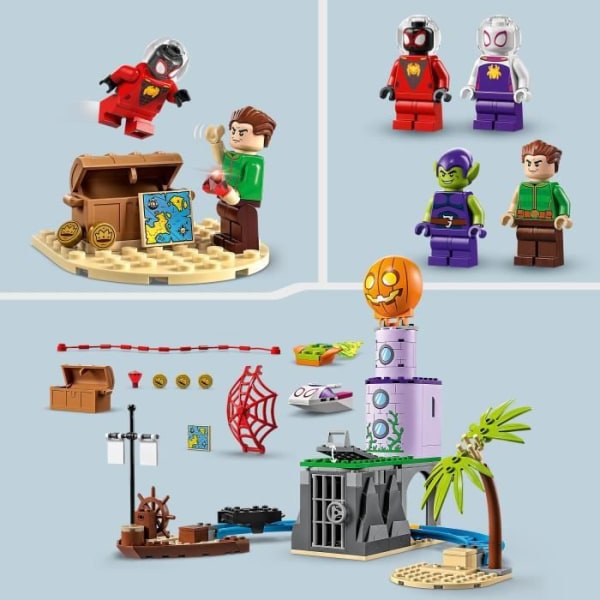 LEGO® Marvel 10790 Team Spidey vid Green Goblin's Lighthouse, leksak för 4-åringar med piratskepp