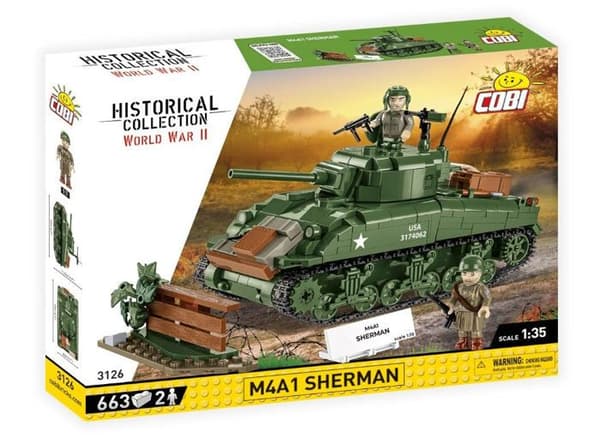 Byggset - COBI - M4A1 Sherman - 663 delar - 2 figurer - Grön Grön