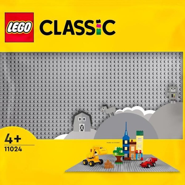 LEGO® 11024 Classic Harmaa Rakennuslautanen 48x48, Jalusta rakentamiseen, kokoonpanoon ja esittelyyn Flerfärgad