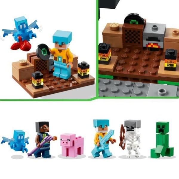 LEGO Minecraft 21244 Sword Outpost Creeper, skelett, leksak och minifigurer för barn