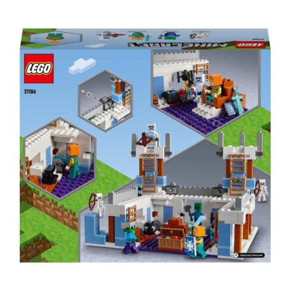 LEGO® 21186 Minecraft Isslottet, leksak med diamantsvärd för åldrarna 8 och uppåt, med skelett- och zombieminifigurer