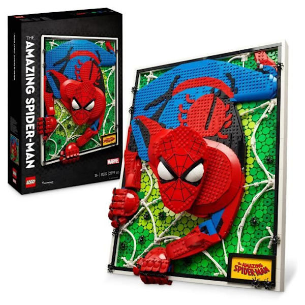 LEGO® ART 31209 The Amazing Spider-Man, 3D väggkonstset, komisk affisch för tonåringar och vuxna Röd