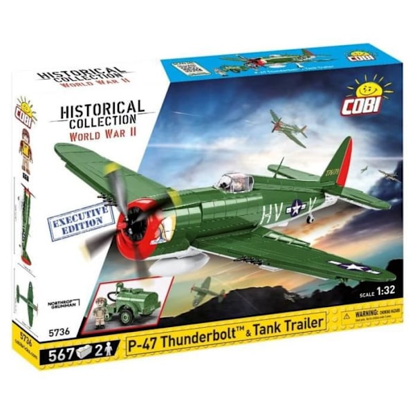 COBI 5736 - P-47 THUNDERBOLT & SÄILIÖPERÄVAUNU Grönt och rött