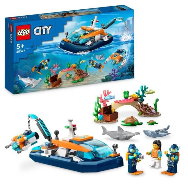 LEGO® City 60377 Undervattensutforskningsbåtleksak med marina djurfigurer