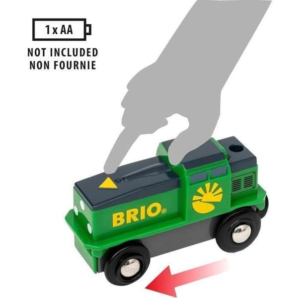 Batteri Farm Train - BRIO - Träkrets - Vagn och magnetlast ingår grönt och blått
