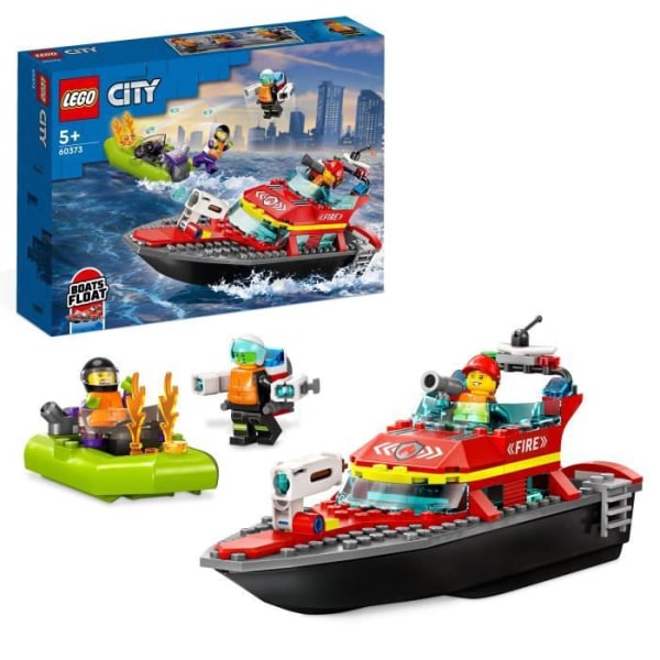 LEGO® City 60373 brandräddningsbåt, flytande leksak, jetpack och minifigurer