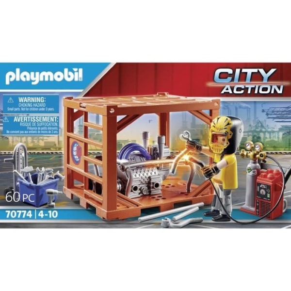 PLAYMOBIL - 70774 - Arbejder og container - Flerfarvet - Voksen - Blandede materialer Flerfärgad