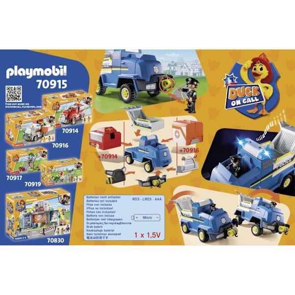 PLAYMOBIL - 70915 - DUCK ON CALL - Polisfordon - Med 2 karaktärer och 1 minipolisbil Flerfärgad