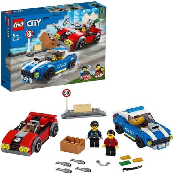 LEGO® City 60242 motorvägsjakt, polisbilleksak, födelsedagspresent för barn från 5 år