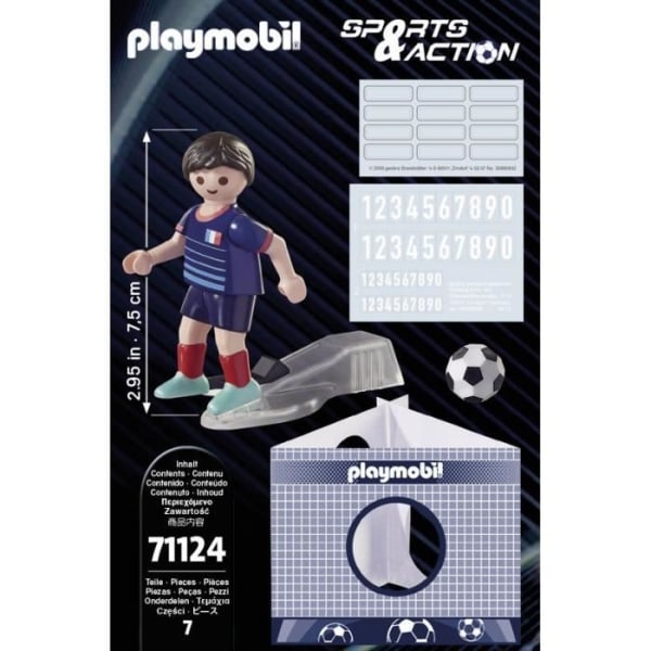 PLAYMOBIL - 71124 - Fransk fotbollsspelare B - Med mål och boll