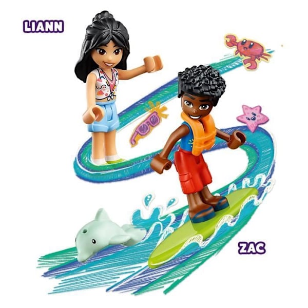 LEGO® Friends 41725 Beach Buggy Day, lelu auton kanssa, surffailu ja mininukkeja Flerfärgad