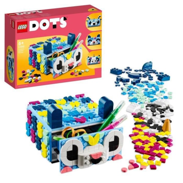 LEGO® DOTS 41805 Den kreative dyreskuffe, mosaiksæt, opbevaringsboks, kreative hobbyer