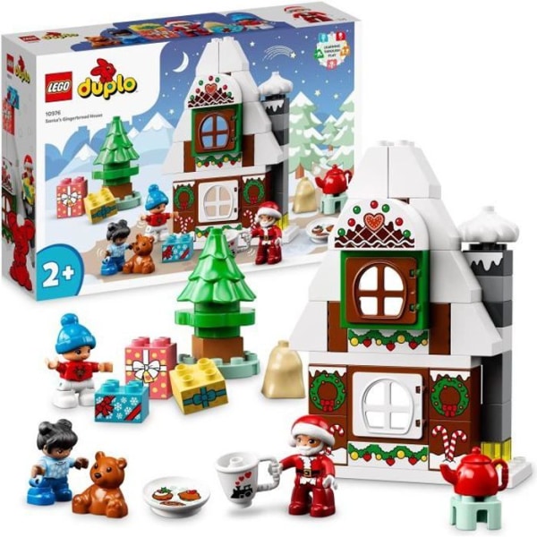 LEGO 10976 DUPLO Tomtens pepparkakshus, husleksak, nallebjörnsfigur, julklapp, barn från 2 år