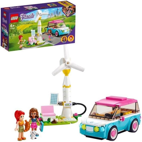 LEGO® Friends 41443 Olivian sähköauto, rakennussetti mininukkeilla, ympäristökasvatus 6-vuotiaille ja sitä vanhemmille lapsille Blå