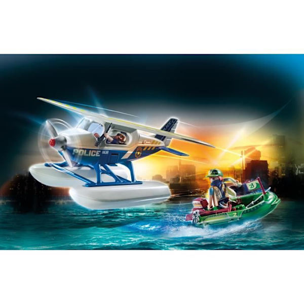 PLAYMOBIL - 70779 - Poliisivesilentokone ja rosvo - Sininen - Playmobil City Action - 33 kpl Blå