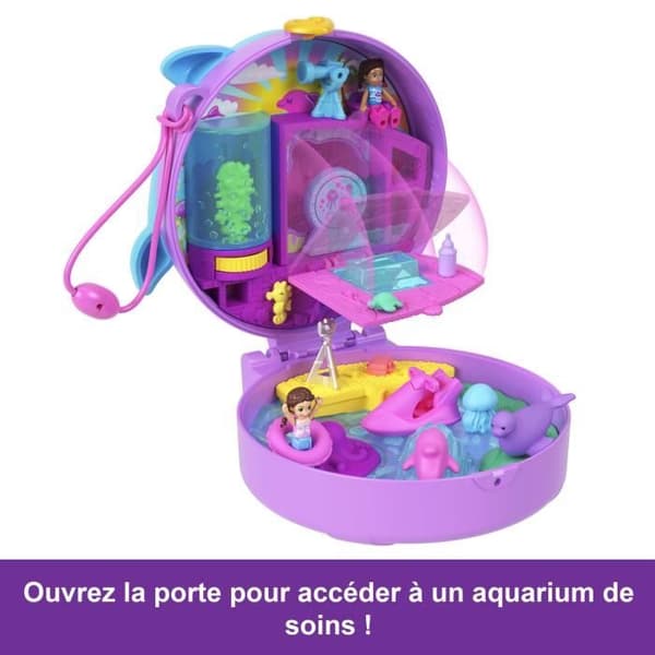 Polly Pocket-Dolphins Redning-Sæt med 2 mini-figurer og dyr HWN96