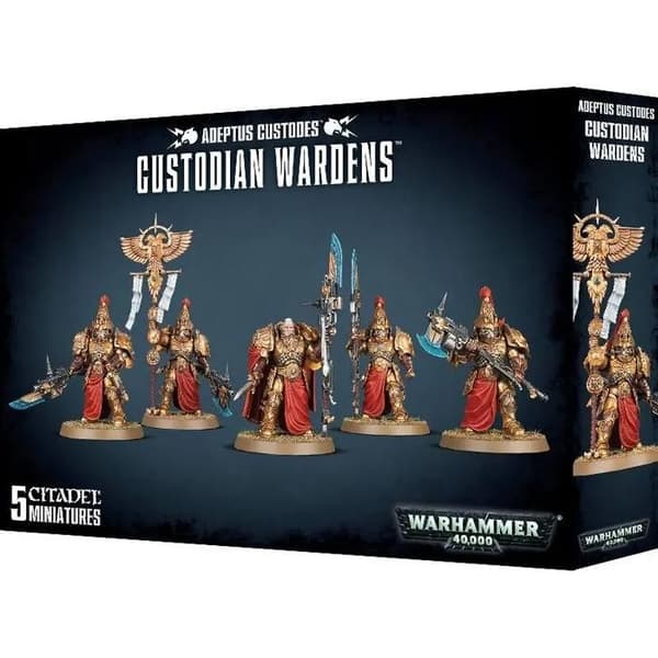 Spelverkstad Warhammer 40k Figur - Adeptus Custodes Custodian Wardens guld/röd