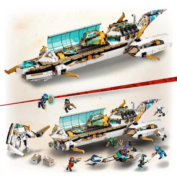 LEGO® 71756 NINJAGO® Hydro Bounty – Ubåd med Kai og Nya minifigurer, Ninja Legetøj til børn fra 9 år og opefter Flerfärgad