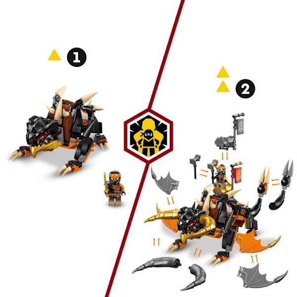 LEGO® NINJAGO 71782 Coles Jorddrage – Evolution, legetøj med 2 minifigurer Vit