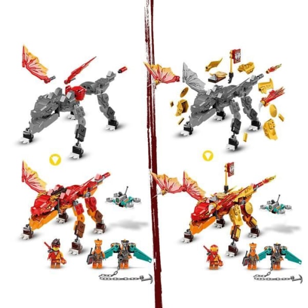LEGO Ninjago 71762 Kai's Fire Dragon - Evolution, Ninja Toy, Fighter Minifigures, Ages 6