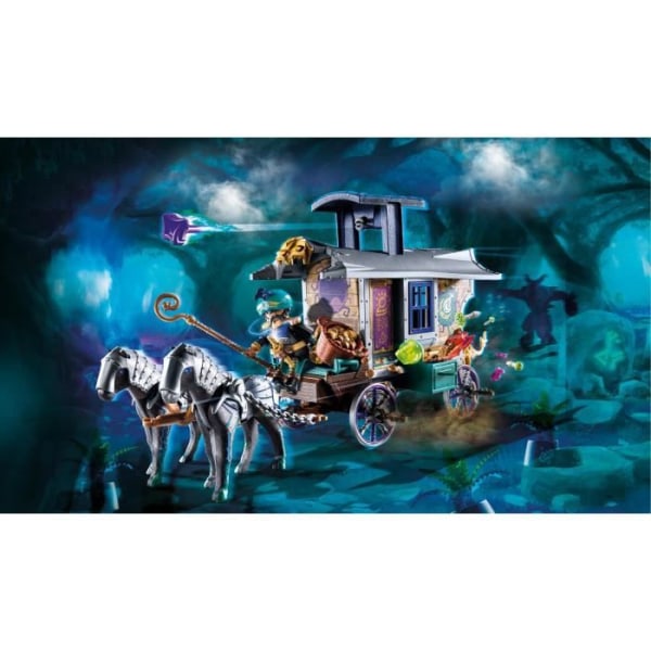 PLAYMOBIL - 70903 - Novelmore - Kauppias ja vaunu, jossa on salainen piilopaikka ja piilotettu tykki katolla Blå