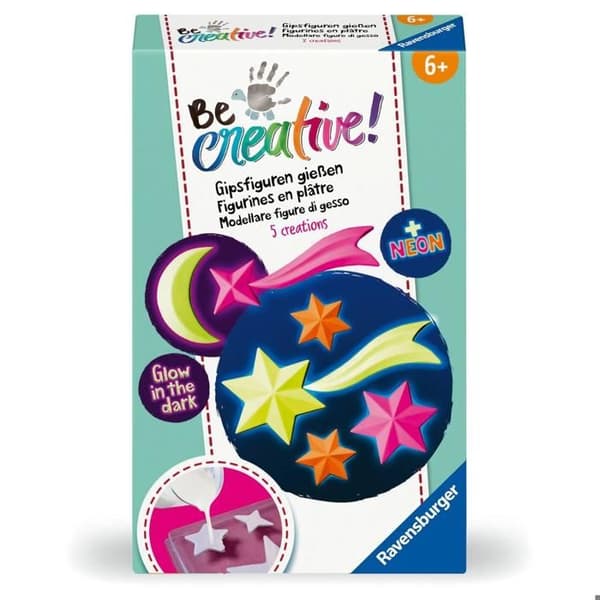 Fosforescerende gips - RAVENSBURGER - Be Creative Mini - 10 figurer - Multifarvet - Til børn fra 6 år