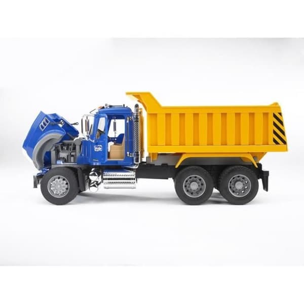 MACK dumper - BRUDER - Skala 1:16 - Åbning af motorhjelm og container