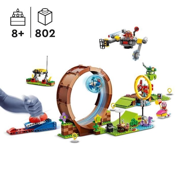 LEGO® Sonic the Hedgehog 76994 Sonic and the Green Hill Zone Looping Challenge, barnleksak med 9 karaktärer Flerfärgad