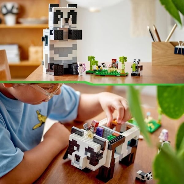 LEGO Minecraft 21245 The Panda Shelter, Huslegetøj, med dyre- og skeletfigurer Flerfärgad