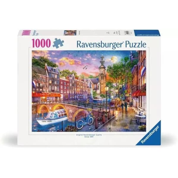 Pussel - RAVENSBURGER - Solnedgång över Amsterdam - 1000 bitar - motiv Amsterdam - 1000 element