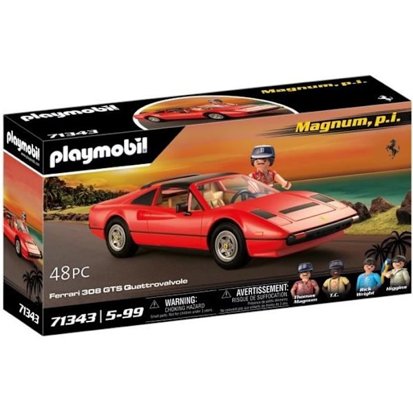 PLAYMOBIL 71343 Magnum Ferrari 308GT, Keräilyauto, Klassiset autot, 48 kpl Flerfärgad