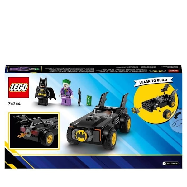 LEGO® DC 76264 The Joker's Pursuit Batmobile leksaksbil med superhjältestartkloss svart och gult