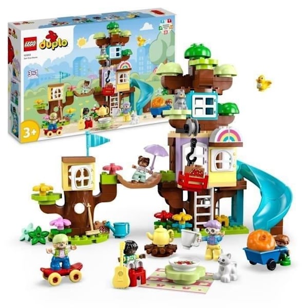 LEGO® DUPLO 10993 Treehouse 3-in-1, opetuslelu 3-vuotiaille ja sitä vanhemmille lapsille, palikoilla Flerfärgad