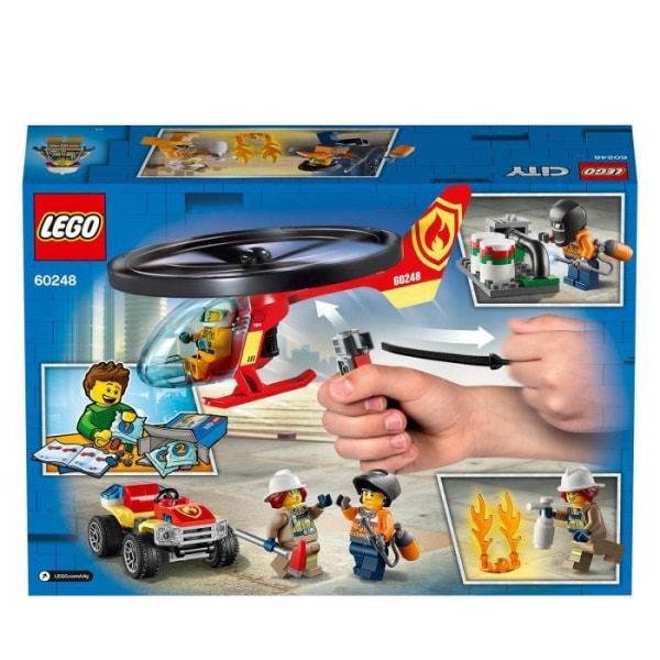 LEGO® City 60248 Brandhelikopterinsats, flygande leksak med fyrhjuling för barn från 5 år