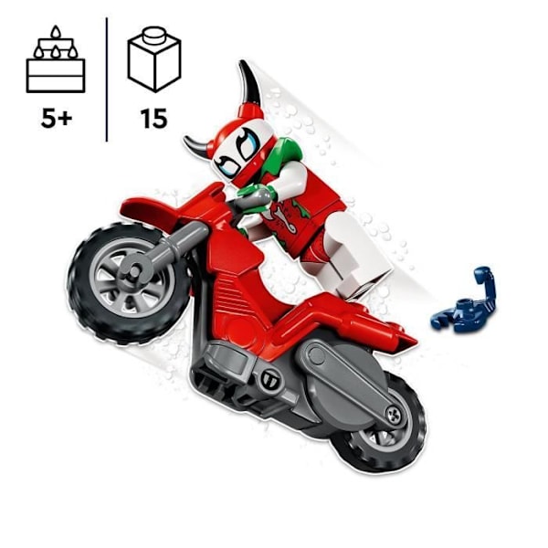 LEGO® 60332 City Stuntz Reckless Scorpion -temppumoottoripyörä, Stuntz-stunt-lelu, lahja 5-vuotiaille ja sitä vanhemmille lapsille Flerfarvet