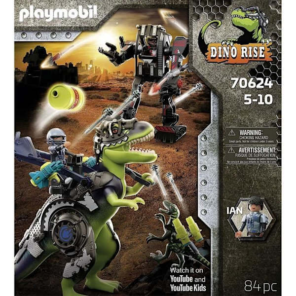 PLAYMOBIL - Dino Rise - Tyrannosaurus og kæmpe robot Grön