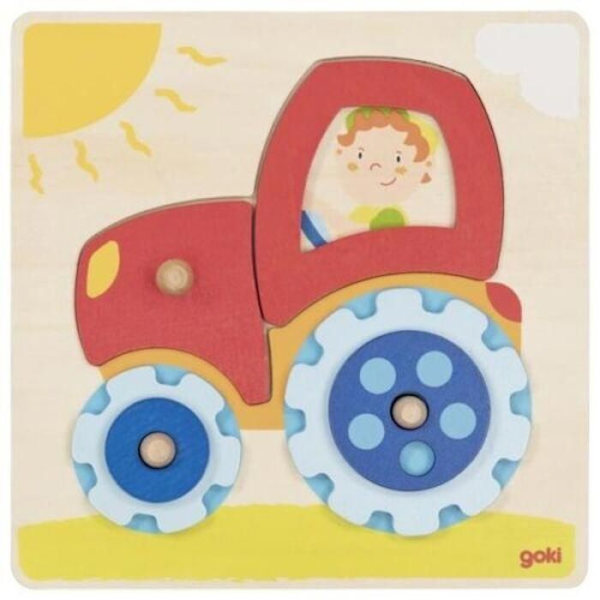 Goki Socket Puzzle Traktor 6 kappaletta Puupuzzle