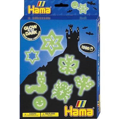 Hama perlesæt - Phosphorescerende - 1500 strygeperler - Kreativ hobby