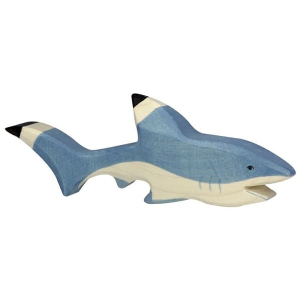 HOLZTIGER - 80200 - FIGUR - HAI Blå, beige och svart