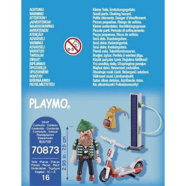 PLAYMOBIL - 70873 - Hipster med elscooter - Blå - 16 delar - Malta - 4 år och uppåt
