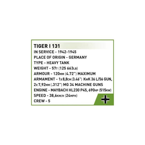 Maquette - COBI - TIGER I 131 - 500 bitar - Plast - Självmontering Grågrön