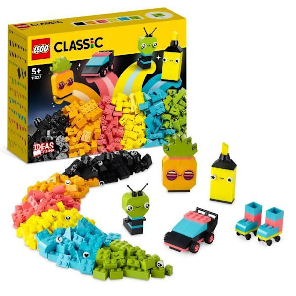 LEGO® Classic 11027 Neon Creative Fun, tiililelu, auto ja muukalainen Flerfärgad