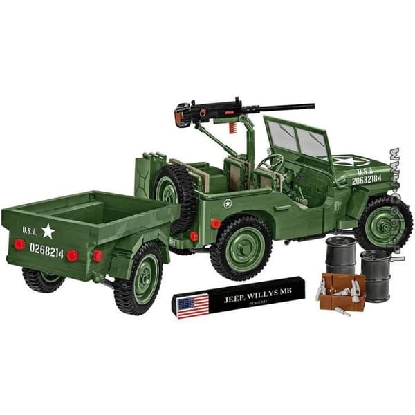 Modell - COBI - Willys MB & Trailer - Grön - Plast - Från 8 år Grön, beige