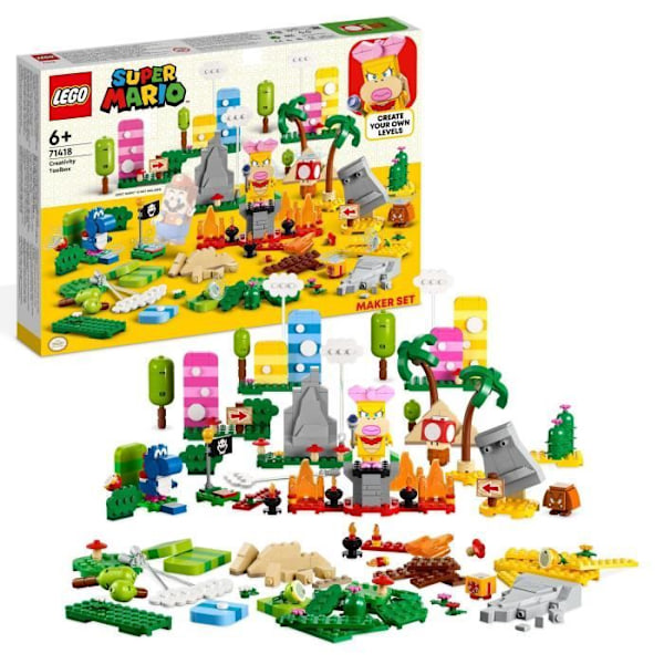 LEGO® Super Mario 71418 kreativ værktøjskassesæt, legetøj til børn på 6 år, med minifigurer Flerfärgad