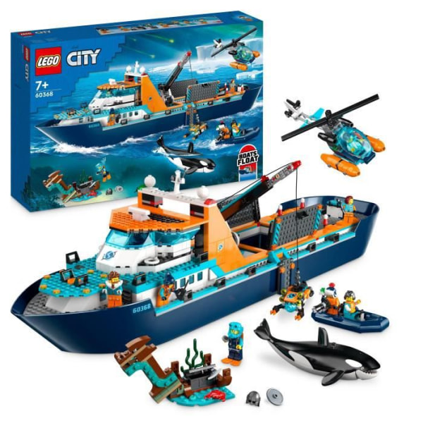 LEGO® City 60368 Arctic Exploration Ship, stor flytande båtleksak, barngåva