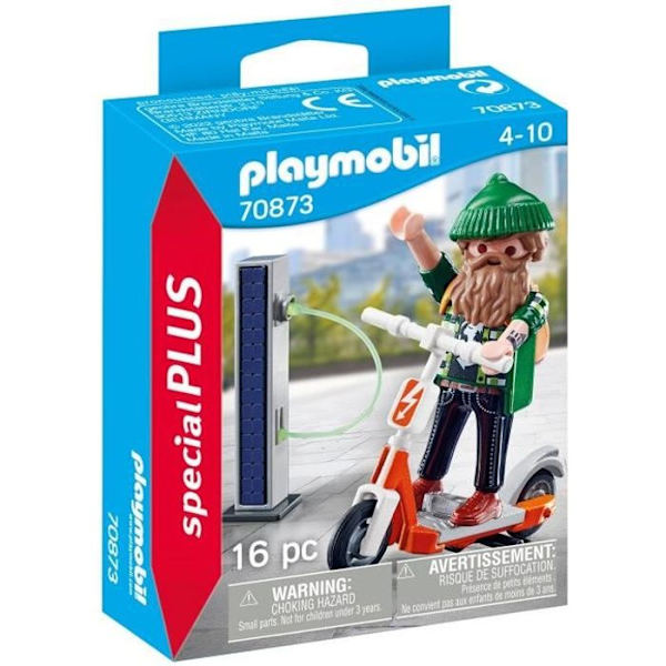 PLAYMOBIL - 70873 - Hipster med elektrisk løbehjul - Blå - 16 stykker - Malta - 4 år og opefter Blå