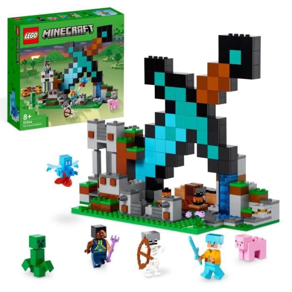 LEGO Minecraft 21244 Sword Outpost Creeper, skelett, leksak och minifigurer för barn