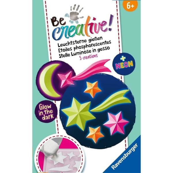 Fosforescerende gips - RAVENSBURGER - Be Creative Mini - 10 figurer - Multifarvet - Til børn fra 6 år