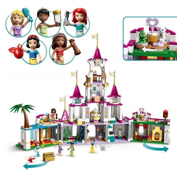 LEGO 43205 Disney Princess Epic Castle Adventures, Ariel, Moana og Rapunzel Legetøj, Dyrefigurer, Børn fra 6 år og opefter Flerfärgad