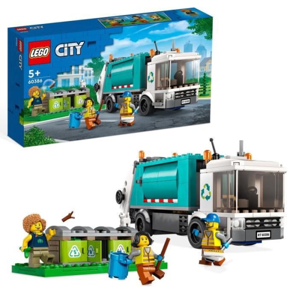 LEGO® City 60386 Återvinningsbil, sopbilsleksak, pedagogiskt spel för barn från 5 år och uppåt